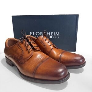 NEW IN BOX - FLORSHEIM Jos A Bank Finance Cap Toe Oxford Cognac Leather Shoes 12